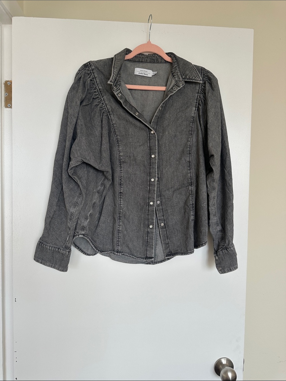 & Other Stories Washed Black Denim Button-Front Jacket